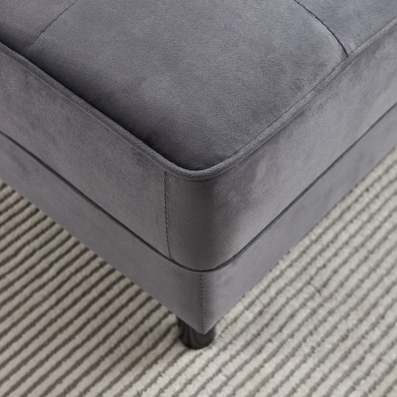 64" Velvet Chaise, Mid-Century Modern Chaise Furniture, Sleeper for Living Room, Apartment, Tool-Free Assembly. (Gray)