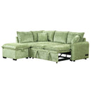 82.67"Convertible Sofa Bed Sectional Sofa Sleeper L-shaped Sofa with a Storage Ottoman,Two Pillows, Two Power Sockets and Two USB Ports for Living Room, Green