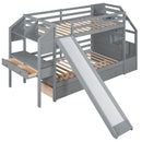 Bunk Bed With Storage Staircase, Slide, Desk, Drawers, And Shelves by HouseOfZazla