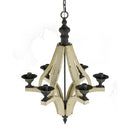 6 Light Wood Chandelier, Hanging Light Fixture With Adjustable Chain For Kitchen, Bulb Not Included - Cream by HouseOfZazla