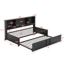 Industrial Metal Daybed With Trundle, Storage Shelves, USB Ports