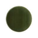 Edward - Round Upholstered Ottoman With Bullion Fringe - Olive Green