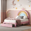 Upholstered Rainbow Design Bed, Princess Platform Bed With Storage Drawer by Unique Piece Furniture