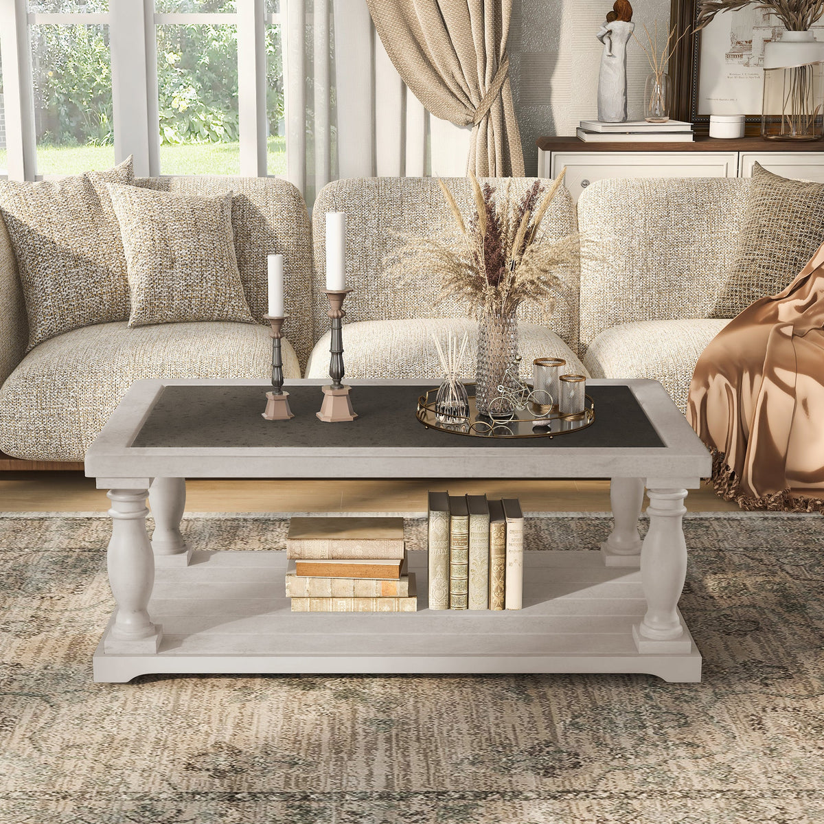 Vibe Haus Farmhouse Rectangular Coffee Table, photo 2 of 10