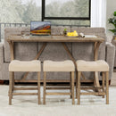 4-Piece Bar Table Set with Power Outlet, Dining Bar Table and Chairs Set, Bar Table Set with 3 Padded Stools for Living Room, Dining Room, Game Room, Brown by Montret