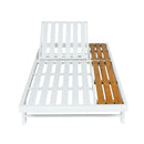 White Iron + Teak Finish Chaise Lounge Frame by HouseOfZazla