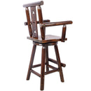Rustic Tall Bistro Chair Decorative Star Backrest And Footrest, Fir Wood, 4 Foot - Brown by HouseOfZazla
