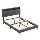 Modern Upholstered Platform Bed Frame With Button Tufted Headboard And USB Ports by Unique Piece Furniture