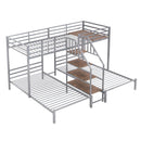 Metal Bunk Bed With Storage Shelves Staircase by Unique Piece Furniture