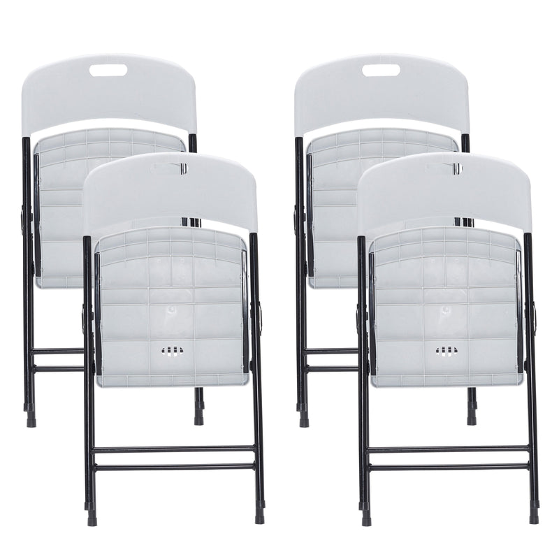 4 Pack Portable Plastic Folding Chairs, Sturdy Design, Indoor/Outdoor Events, Perfect for Camping/Picnic/Tailgating/Party, Easy to Clean, White