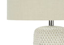 Contemporary Lighting Table Lamp in Cream Ceramic and Beige Fabric by HouseOfZazla