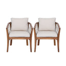 Outdoor Dining Chairs Set for 2, Acacia Wood Frame with Teak Finish by HouseOfZazla