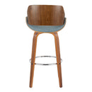 Fabrizzi - Mid Century Modern Fixed Height Barstool With Swivel With Round Footrest (Set of 2)