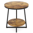 Round End Table With Hairpin Legs, 2 Tier For Living Room - Rustic Brown by HouseOfZazla