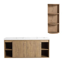 Modern 48" Wall Mounted Bathroom Vanity With Double Resin Sink And Storage Rack Soft Close Doors - Imitative Oak by HouseOfZazla