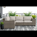 Wide Outdoor Wicker Patio Sectional With Cushions & Reversible Design - Gray by HouseOfZazla