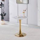 Square Tulip Dining Table For 2 - 4 People - Golden / White by HouseOfZazla
