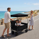 Folding Wagon Cart with Bench Seat & Canopy, 500lbs Capacity