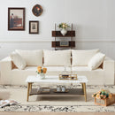 Coffee Table Rectangular Center Table For Living Room Open Space Side Table With Metal Frame - Golden / White by HouseOfZazla