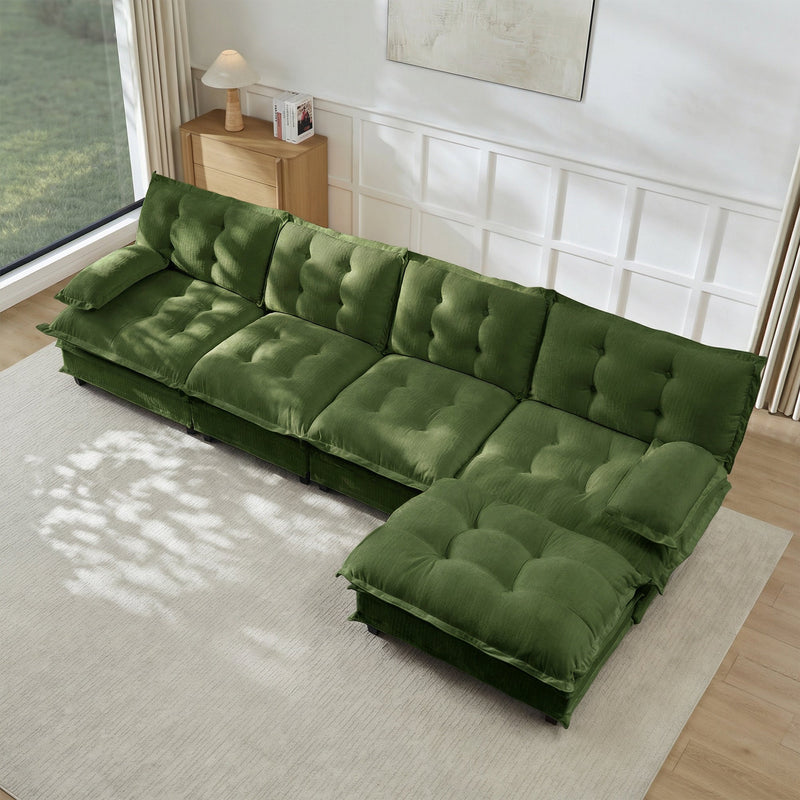 138" L Shaped Modern Sofa Modular Sectional Cloud Couch with Ottoman, photo 6 of 10