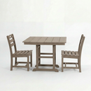 Antique Wood HDPE Outdoor Patio Dining Set, 37.8 in. Square Table with 2 Chairs by HouseOfZazla