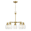 5 Lights Linear Arms With Chain Chandelier - Clear / Gold by HouseOfZazla