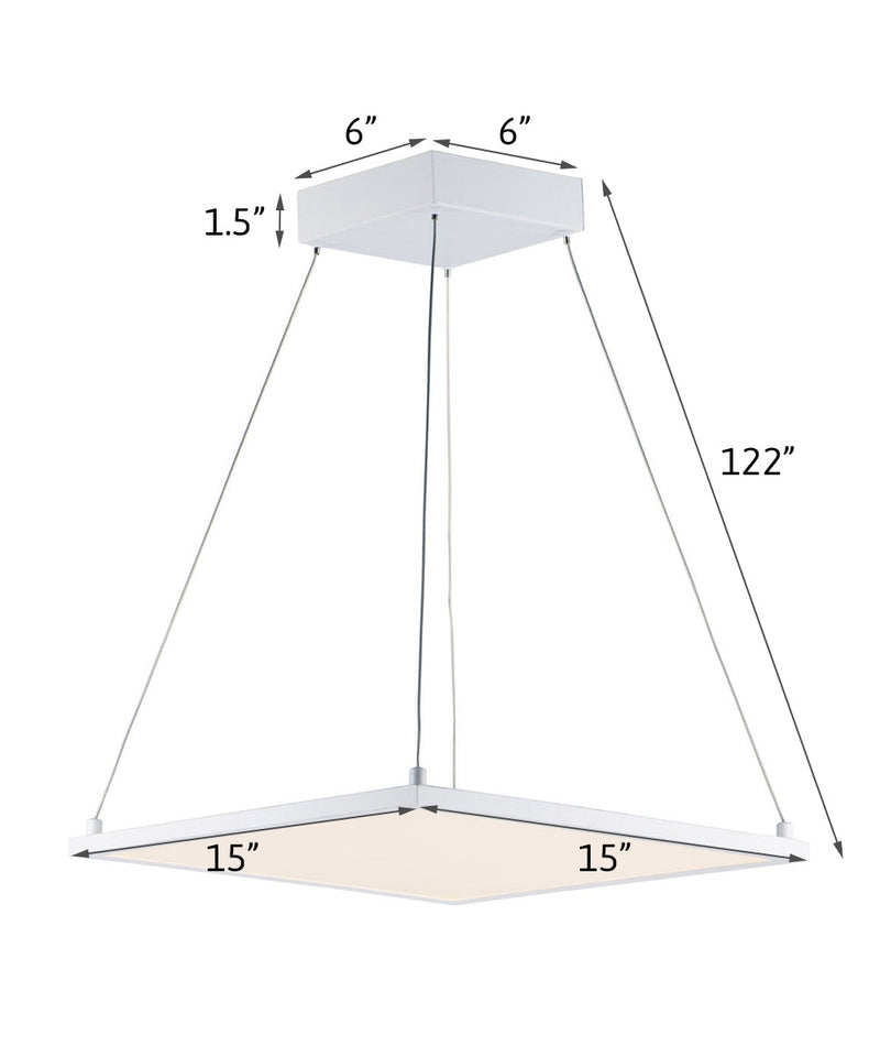 Wafer SQ 15"W 1-Light LED Pendant Light Fixture White Finish by Maxim