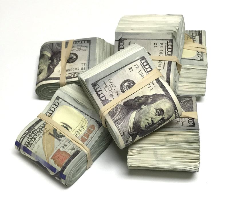 Money Prop - New Style $100 Aged Look $10,000 Blank Filler Fat Fold