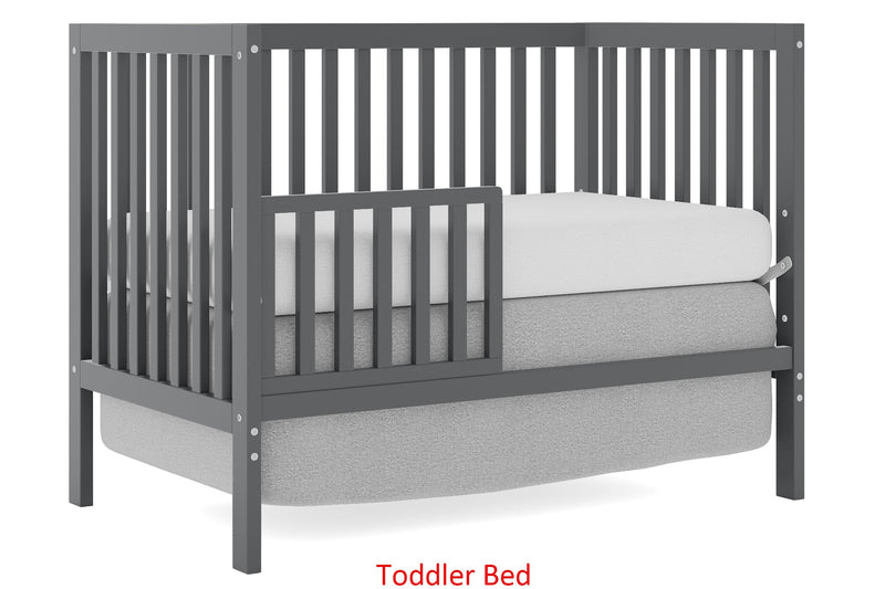 5-In-1 Convertible Crib, Converts from Baby Crib to Toddler Bed, Fits Standard Full-Size Crib Mattress, Easy to Assemble 53x29x9 Inches-STORM GREY
