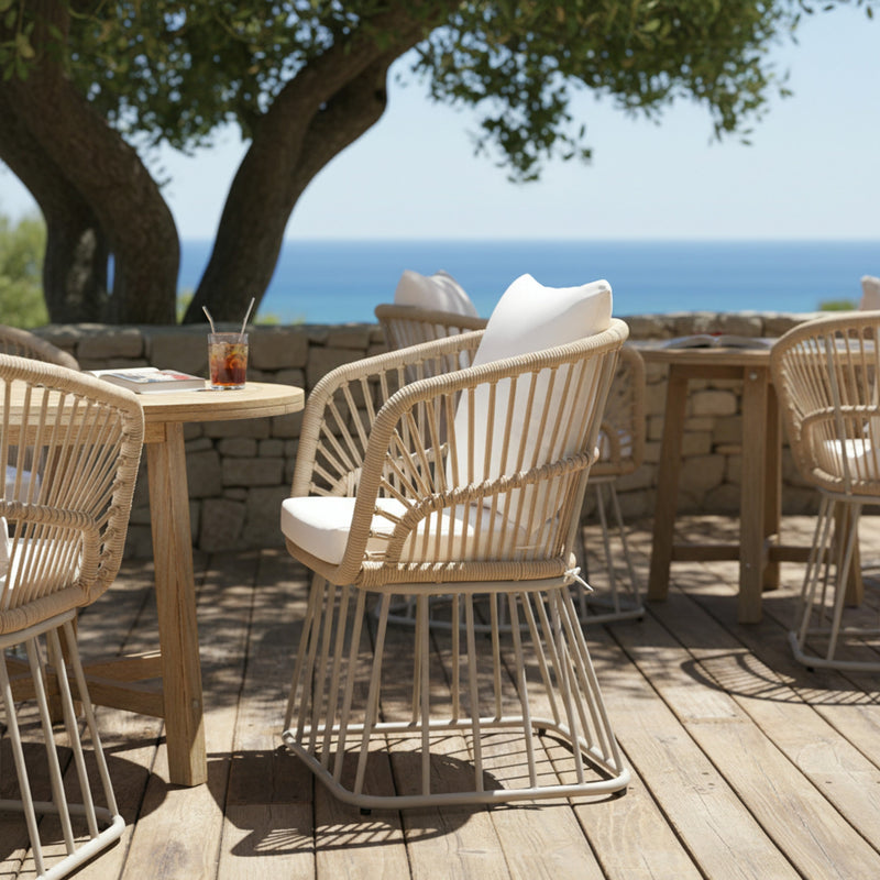 Outdoor Dining Chair MP1 - Teak Finish Wicker & Steel Frame, photo 3 of 10