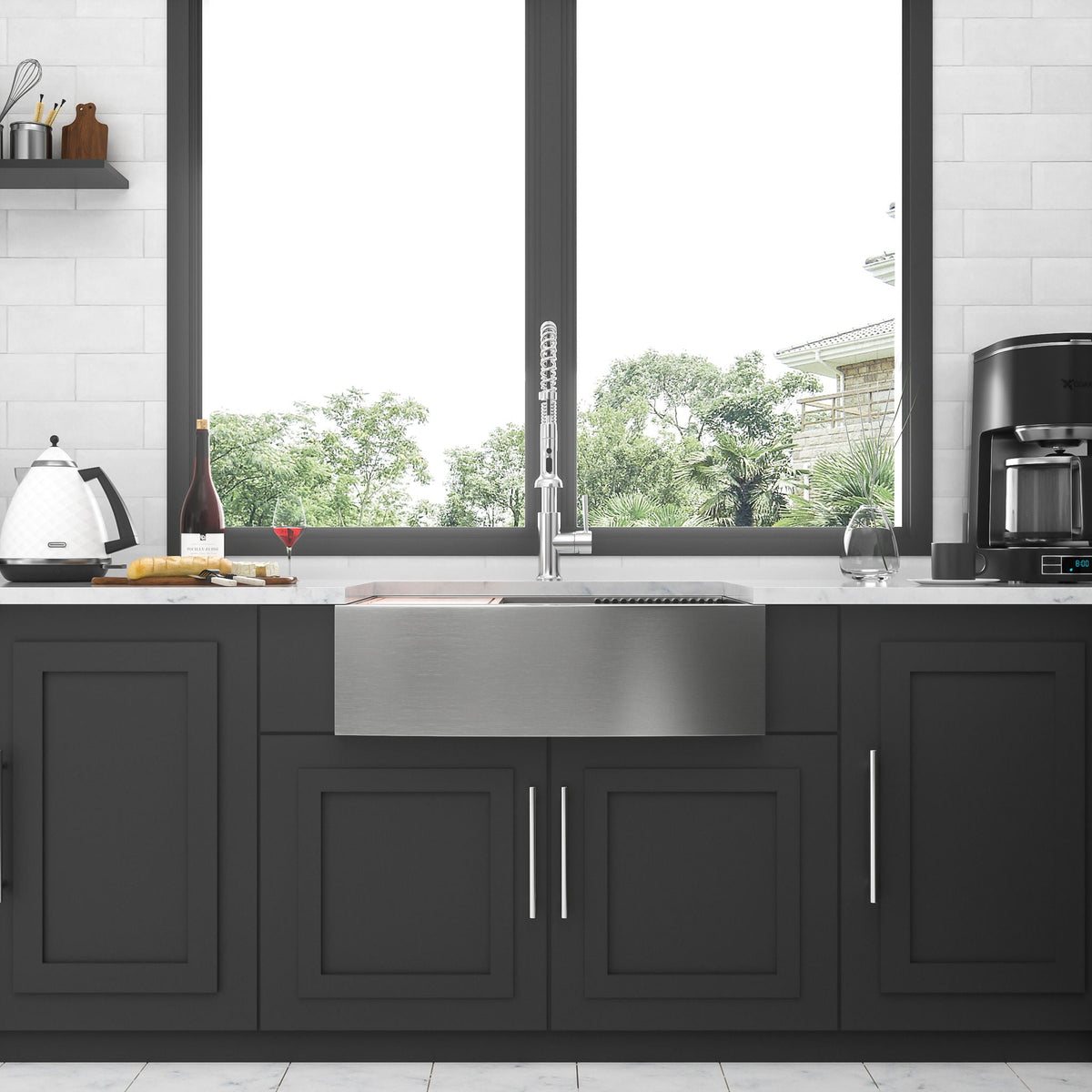 Classic Ceramic Farmhouse Sink Workstation Single Bowl With Durable Finish, photo 33 of 40
