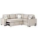 83" L-Shaped Pull Out Sofa Bed Modern Convertible Sleeper Sofa with 2 USB ports, 2 Power Sockets and 3 Pillows for Living Room, Bedroom, Office, Cream