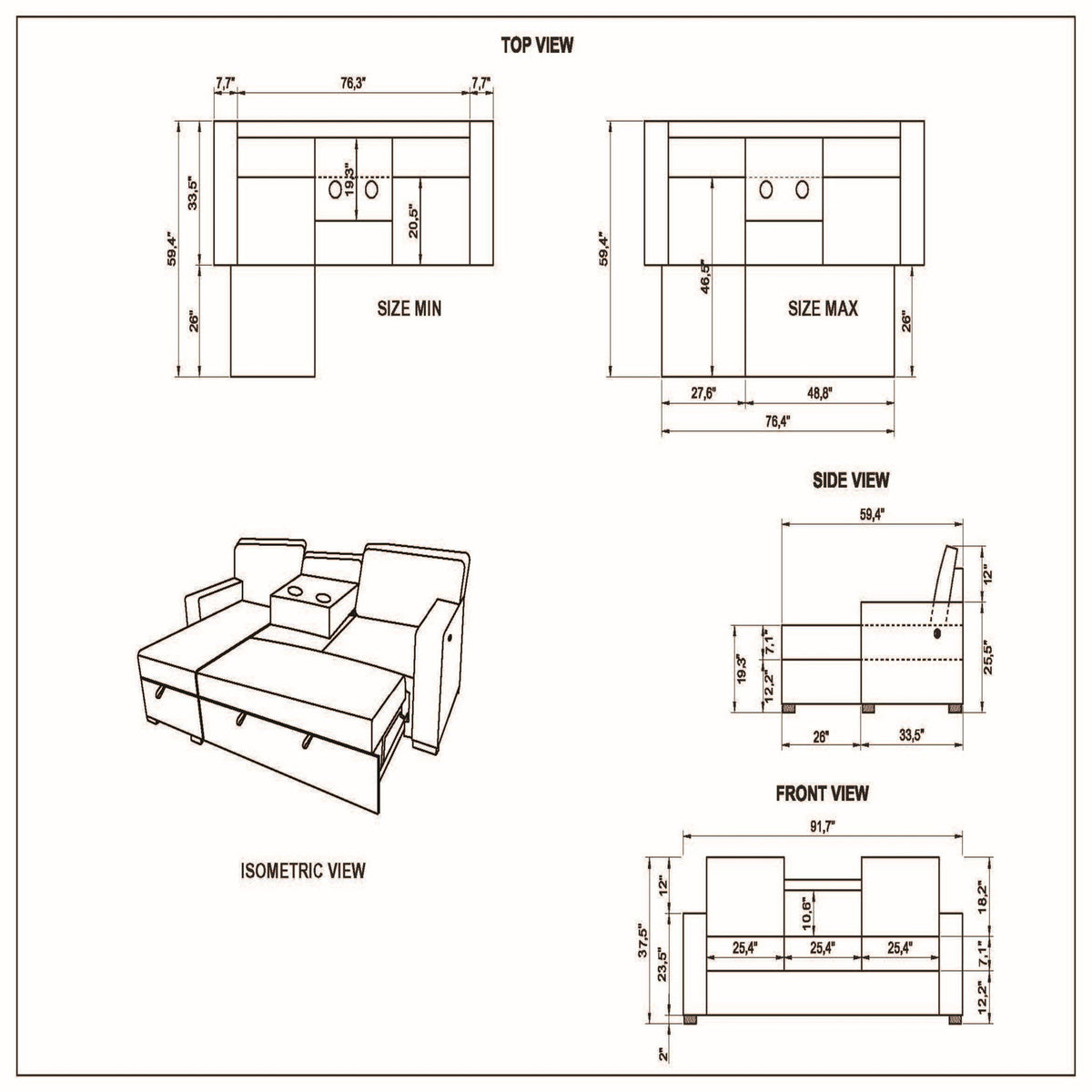 Territory - Pull Out Sofa Bed With Design - Dark Gray, photo 10 of 12