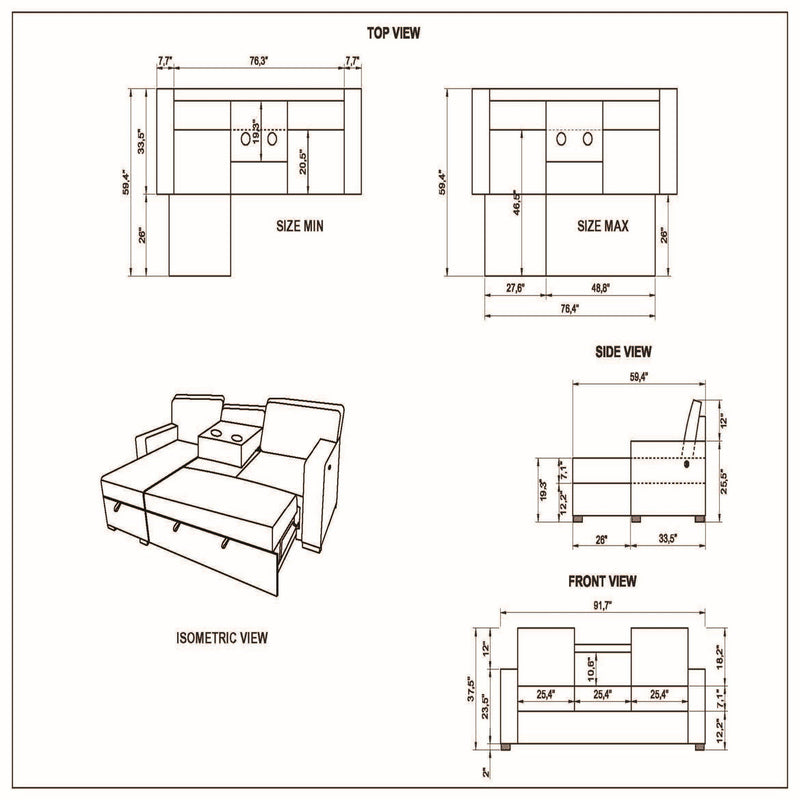 Territory - Pull Out Sofa Bed With Design - Dark Gray, photo 10 of 12