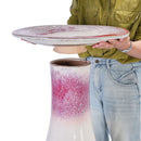 Birdbath For Patio, Garden - White / Pink by HouseOfZazla