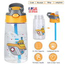 16.2Oz Leak-proof Kids Water Bottle with Straw Push Button Sport Water Bottle for Kids Crab Ship Jellyfish Rocket