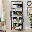 4 Tier Display Shelf With RGB Lights, LED Lighted Curio Cabinet With Adjustable Storage Box & Hooks - Black by HouseOfZazla