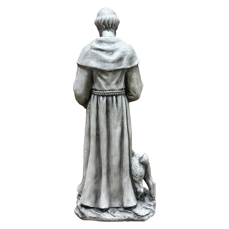Magnesium Oxide Saint Statue With Lamb Weatherproof Religious Sculpture, photo 7 of 7