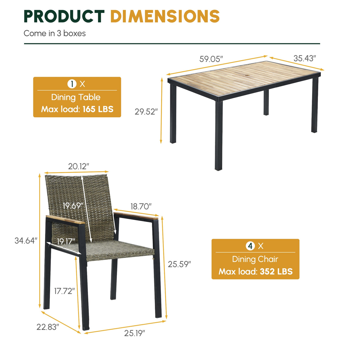 All Weather 7-Piece Patio Dining Table Set, photo 2 of 10