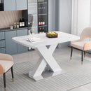 Rectangle Dining Table, Stretchable, X Shape Legs - White by HouseOfZazla