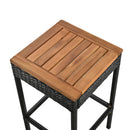 GO 5-Piece Outdoor Acacia Wood Bar Height Table And Four Stools With Cushions, Garden PE Rattan Wicker Dining Table, Foldable Tabletop, High-Dining Bistro Set, All-Weather Patio Furniture, Brown by Montret