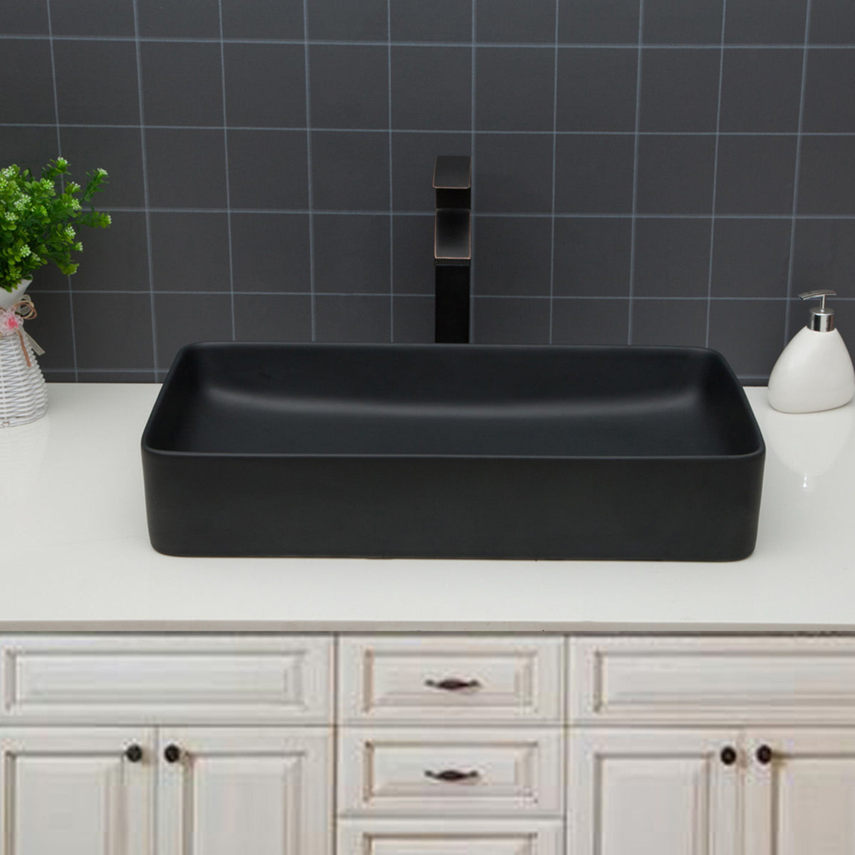 Modern Ceramic Rectangular Bathroom Vessel Sink With European Design, photo 11 of 14