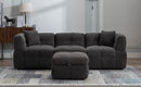 87.7" Sectional Sofa Cozy Teddy Fleece Fabric Sectional Sofa Couch with Two USB Ports a Movable Storage Ottoman and Two Lumbar Pillows for Living Room, Gray