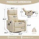 Beige Heat Massage Manual Recliner Chair with Rocker and Swivel