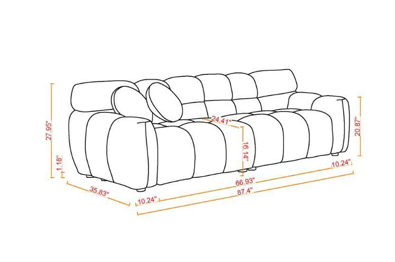 87.4 length, 35.83" deepth, human body structure for USA people, marshmallow sofa,boucle sofa, 3 seater, BEIGE BOUCLE
