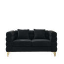 60Inch Oversized 2 Seater Sectional Sofa, Living Room Comfort Fabric Sectional Sofa-Deep Seating Sectional Sofa, Soft Sitting with 2 Pillows for Living Room, Bedroom, Office, Black teddy