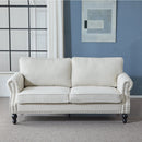 68 Inch Faux Leather Rolled Arm Sofa with Nailhead Trim