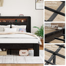 Wood Platform Bed Frame With Storage LED Light Headboard & USB by HouseOfZazla
