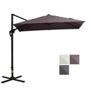 8FT Cantilever Patio Umbrella, Square Outdoor Offset Umbrella with 360 Rotation, Aluminum Hanging Umbrella with 3-Position Tilt, Crank & Cross Base for Garden, Brown