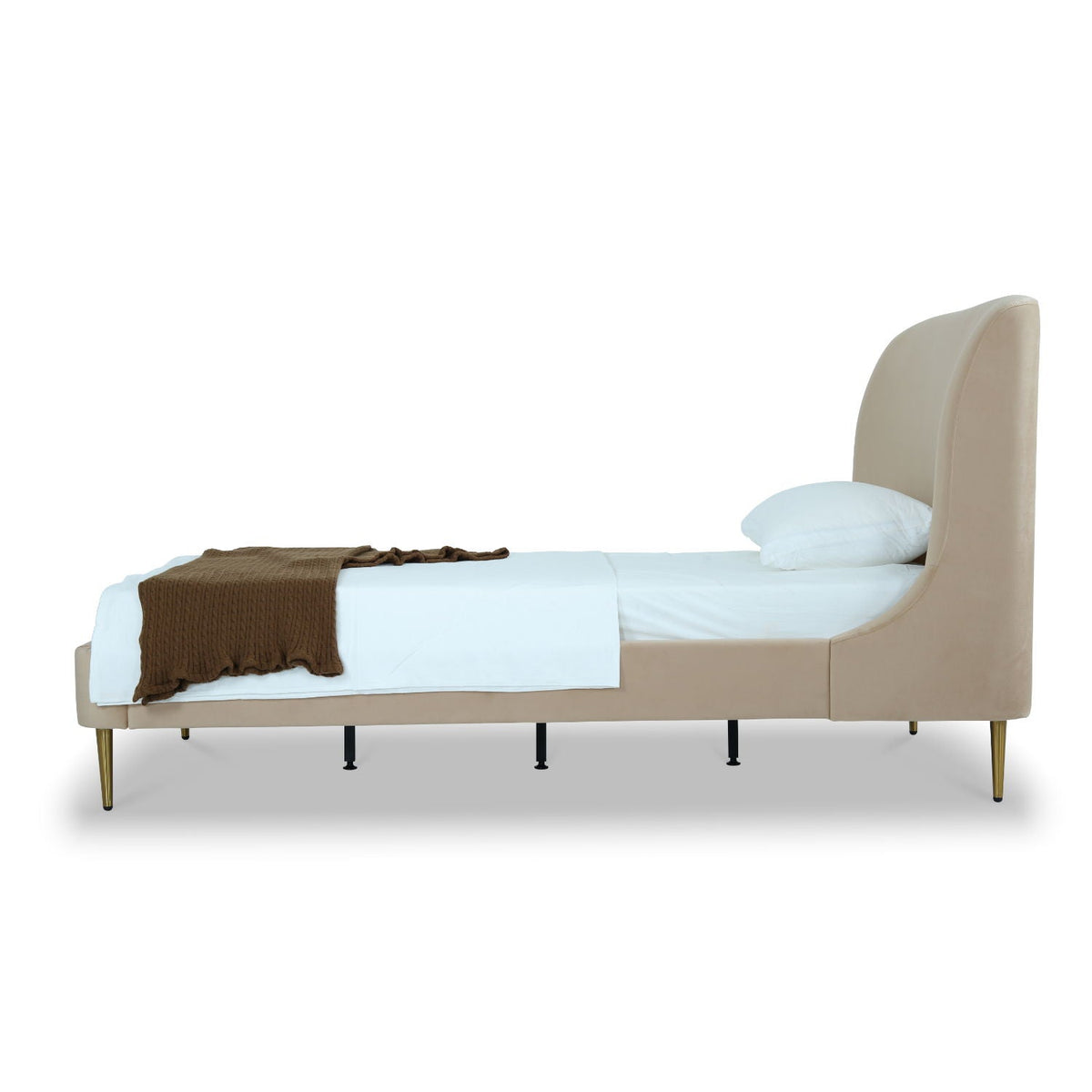 Mid-Century Modern Upholstered Bed With Curved Headboard, photo 36 of 40
